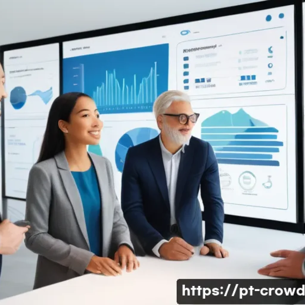크라우드펀딩 투자 정보 공개의 중요성 - **Prompt:** A dynamic, bright image depicting a diverse group of four to five modern investors (men ...