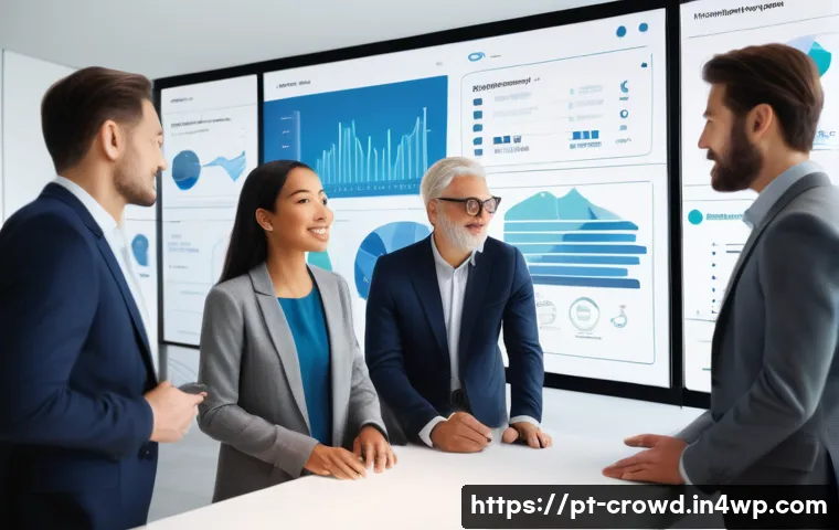 크라우드펀딩 투자 정보 공개의 중요성 - **Prompt:** A dynamic, bright image depicting a diverse group of four to five modern investors (men ...
