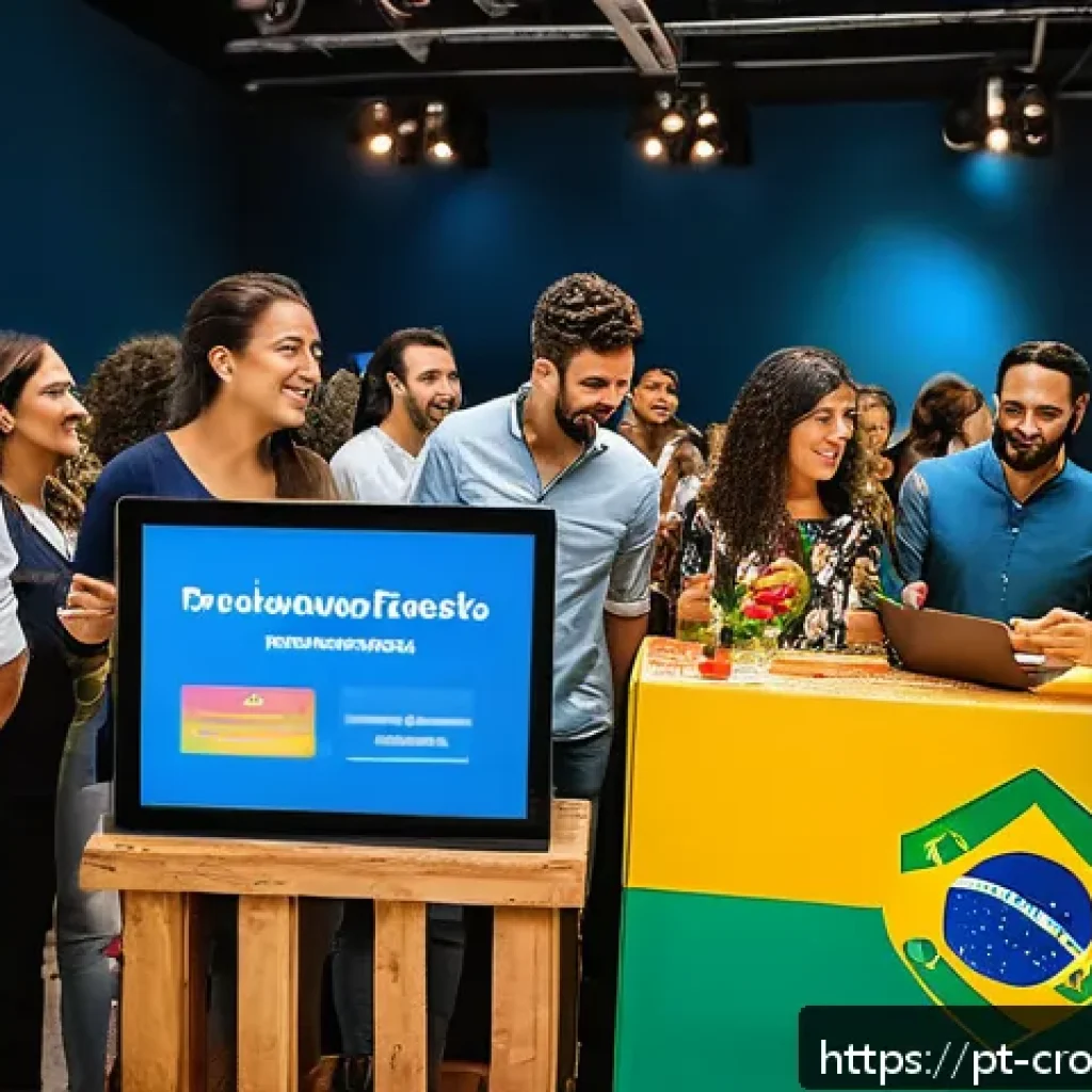 사회적 기업을 위한 크라우드펀딩 전략 - A vibrant crowdfunding campaign launch event in Brazil, featuring a diverse group of socially engage...